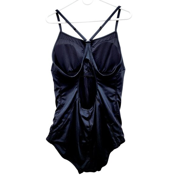 Baleaf Womens UPF 50 Black One-Piece Swimsuit Adjustable Straps Cross Back 2XL - Picture 2 of 11